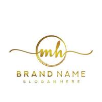 Initial MH handwriting logo with circle hand drawn template vector