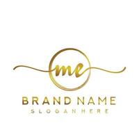 Initial ME handwriting logo with circle hand drawn template vector