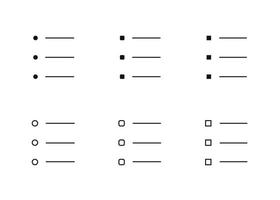 ilustración de vector de icono de conjunto de lista de viñetas para infografía, presentación, elemento de interfaz de sitio web