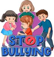 Stop Bullying Word with Cartoon Character vector