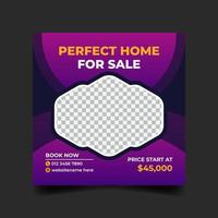 Perfect Home For Sale Real Estate Social Media Post Design Template vector