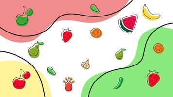 diseño de fondo de frutas de ilustración plana mínima vector