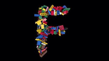 Shuffled Colored Bricks Building Blocks Typeface Text animation F video