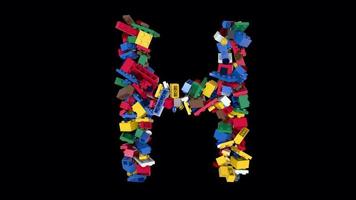 Shuffled Colored Bricks Building Blocks Typeface Text animation H video