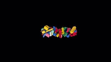 Shuffled Colored Bricks Building Blocks Typeface Text animation dash video