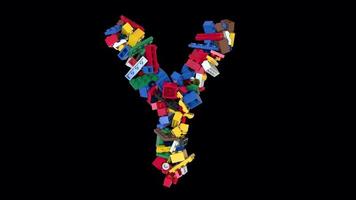 blocos de construção de tijolos coloridos embaralhados tipo de letra texto animação y video