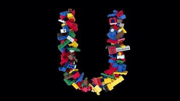 Shuffled Colored Bricks Building Blocks Typeface Text animation U video