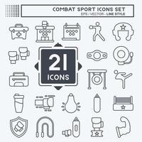 Icon Set Combat Sport. related to education symbol. line style. simple design editable. simple illustration.boxing vector