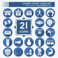 Icon Set Combat Sport. related to education symbol. long shadow style. simple design editable. simple illustration.boxing vector