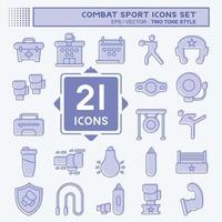 Icon Set Combat Sport. related to education symbol. two tone style. simple design editable. simple illustration.boxing vector