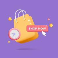 3d vector realistic render online shopping banner design