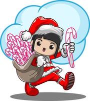 Illustration Christmas day with cute girl vector