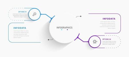 plantilla de diseño de etiquetas infográficas vectoriales con iconos y 2 opciones o pasos. se puede utilizar para diagramas de proceso, presentaciones, diseño de flujo de trabajo, banner, diagrama de flujo, gráfico de información.