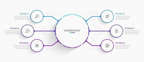 Vector Infographic label design template with icons and 6 options or steps. Can be used for process diagram, presentations, workflow layout, banner, flow chart, info graph.