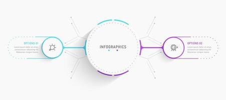 plantilla de diseño de etiquetas infográficas vectoriales con iconos y 2 opciones o pasos. se puede utilizar para diagramas de proceso, presentaciones, diseño de flujo de trabajo, banner, diagrama de flujo, gráfico de información.