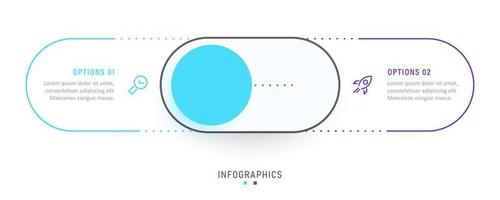 plantilla de diseño de etiquetas infográficas vectoriales con iconos y 2 opciones o pasos. se puede utilizar para diagramas de proceso, presentaciones, diseño de flujo de trabajo, banner, diagrama de flujo, gráfico de información.