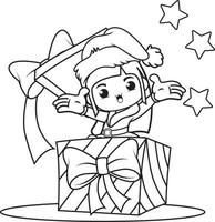 Christmas coloring book with cute girl vector