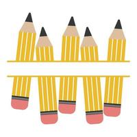 Pencil set with text frame, color vector isolated illustration