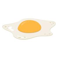 Fried egg, breakfast, cartoon style, color isolated vector illustration