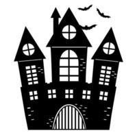 castillo sombrío para halloween, ilustración vectorial aislada en color de dibujos animados kawaii. vector