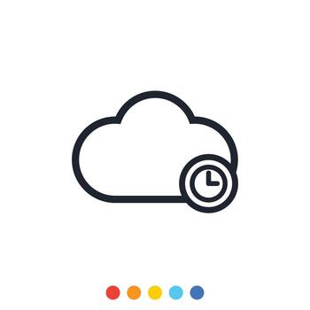 Cloud icon and waiting clock for Manage data storage on the cloud. vector