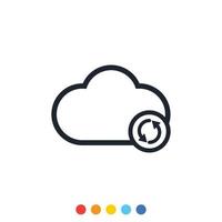 icono de nube y signo de actualización para administrar el almacenamiento de datos en la nube. vector