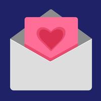 An open envelope with a leaf and a heart. vector