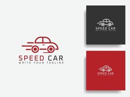 diseño de logotipo de coche plano con concepto de velocidad rápida, ilustración de icono de vector de logotipo de línea de coche estilo de línea simple