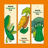 World vegetarian day hand drawn banner colletion vector