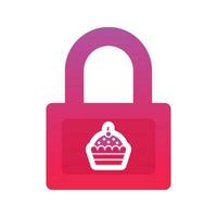 elemento de icono de plantilla de diseño de degradado de logotipo de bloqueo de cupcake vector