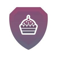 elemento de icono de plantilla de diseño de degradado de logotipo de escudo de cupcake vector