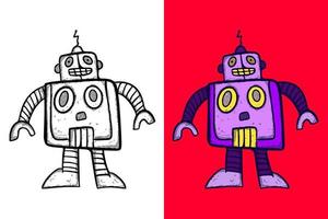 vector de estilo vintage de dibujos animados dibujados a mano de ilustración de robot