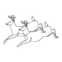 Deer continuous line art illustration. Deer one line art minimalism vector