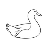 Duck continuous line art drawing vector