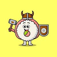 Cute cartoon Rice sushi roll sashimi viking pirate vector