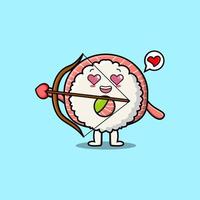 cartoon romantic cupid rice sushi rolls sashimi vector