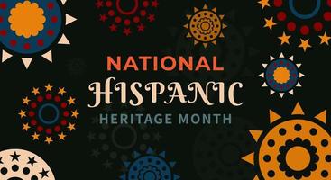 Hispanic heritage month. Abstract floral ornament background design, retro style with text vector