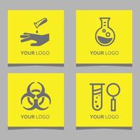 chemical logos and laboratory equipment drawn on colored paper, very suitable for company logos related to chemistry and laboratories vector