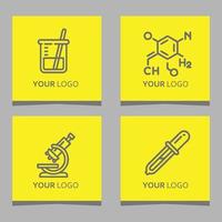 logotipos químicos y equipos de laboratorio dibujados en papel coloreado, muy adecuados para logotipos de empresas relacionados con la química y los laboratorios vector