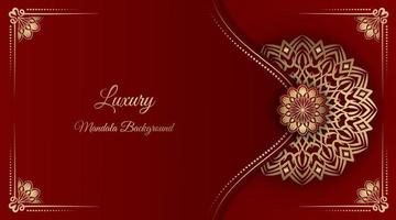 luxury mandala background, red and gold vector