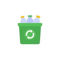 plastic bottles in recycle bin icon vector