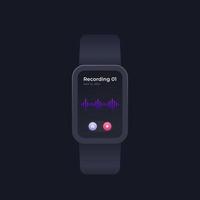 Audio recording in smart watch, vector ui design