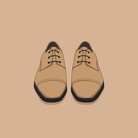 Leather shoes in tan color with cartoon design for advertisement design vector