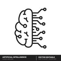 inteligencia artificial. icono de contorno de nube. vector editable