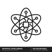 Artificial intelligence. Nanotechnology outline icon. Editable vector