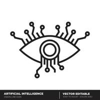 inteligencia artificial. icono de contorno de visión. vector editable