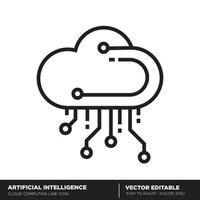 inteligencia artificial. icono de esquema de computación en la nube. vector editable