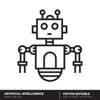 inteligencia artificial. icono de contorno de robot. vector editable