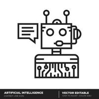 inteligencia artificial. icono de contorno de robot. vector editable