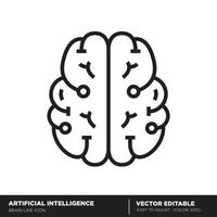 inteligencia artificial. icono de contorno del cerebro. vector editable